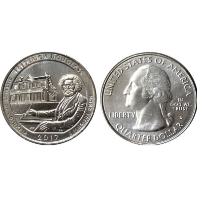 Монета 25 центов  2017 г. Парки США. Национальное историческое место Фредерика Дугласа. 
